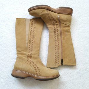 Dansko Suede Boots Camel Zip Up Stitching 7.5